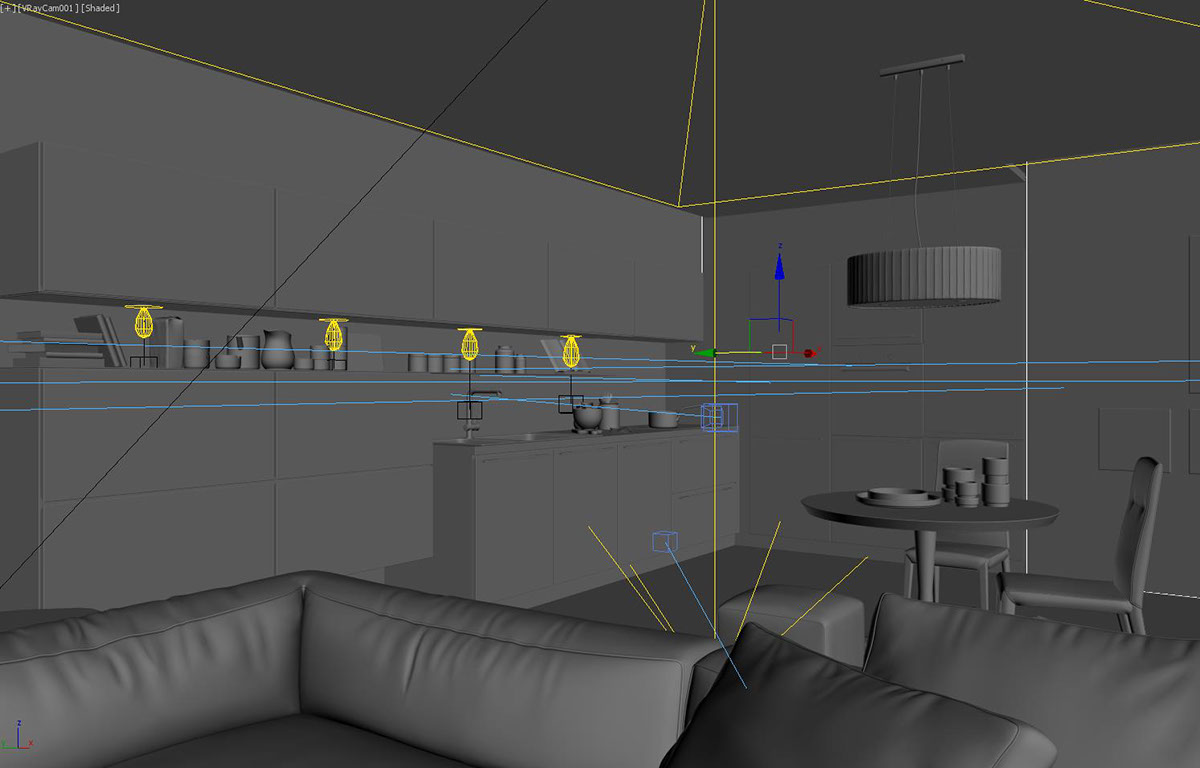 pretty，Kitchen scene，Interior design，modeling，